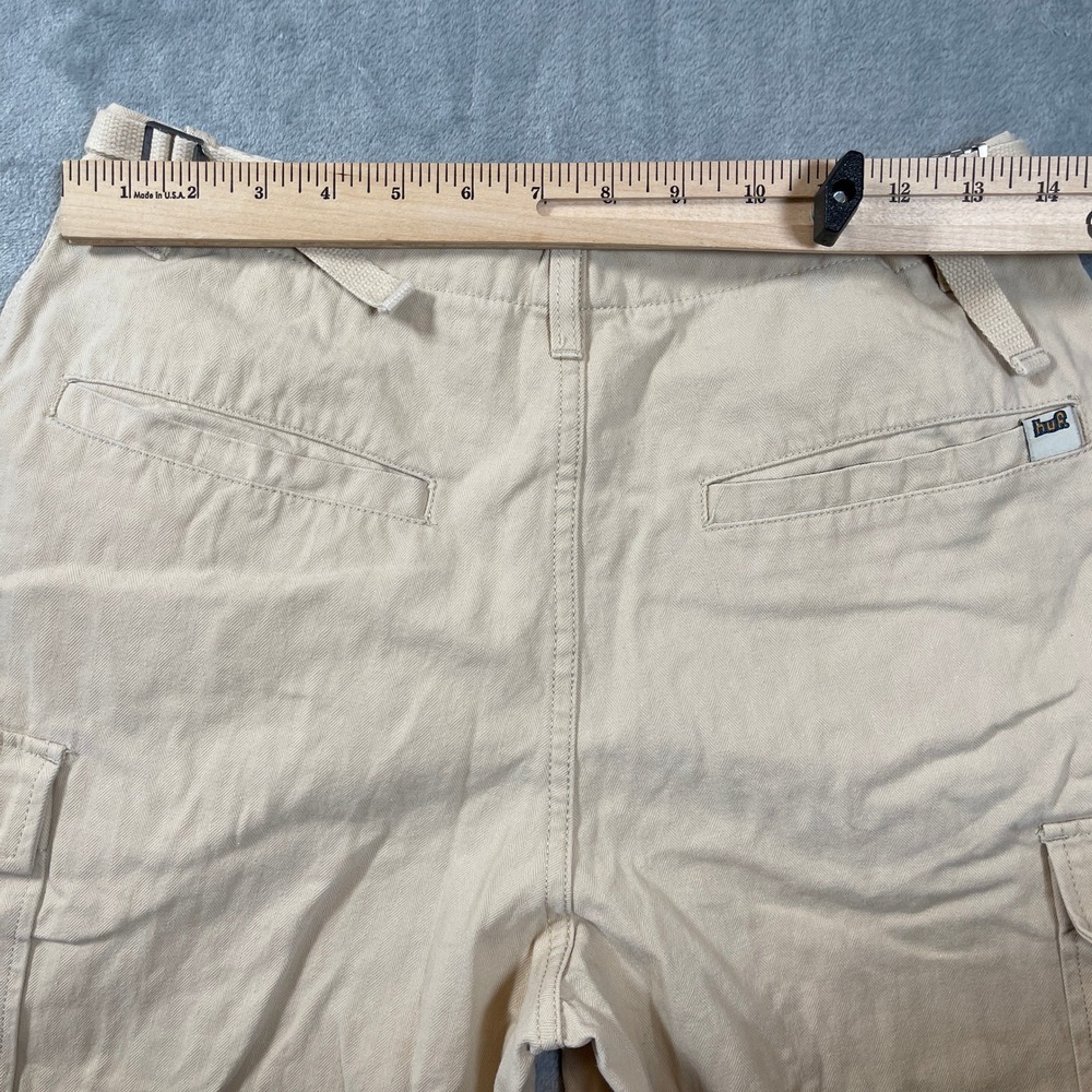 HUF Womens Pants Size Small Tan Khaki Herringbone Wide Leg Cargo Adjustable - Picture 7 of 7